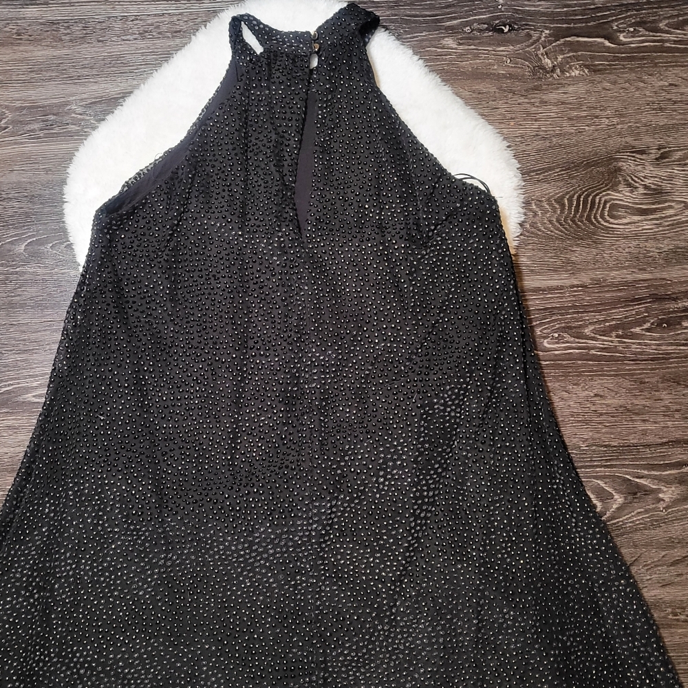 Zara Trafaluc Black Gold Dot Halter Mini Dress Sz L - Picture 3 of 9